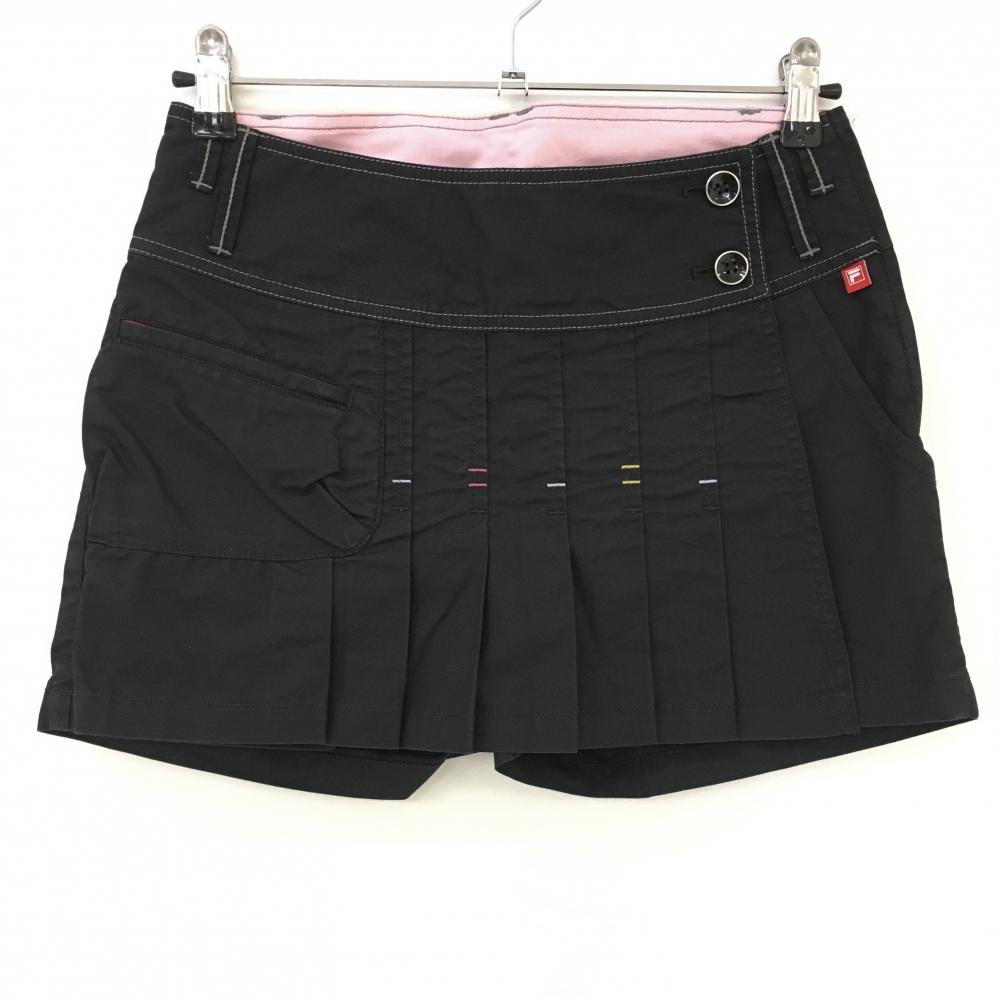 フィラゴルフ キュロットスカート 黒 一部プリーツ  レディース M ゴルフウェア FILA GOLF