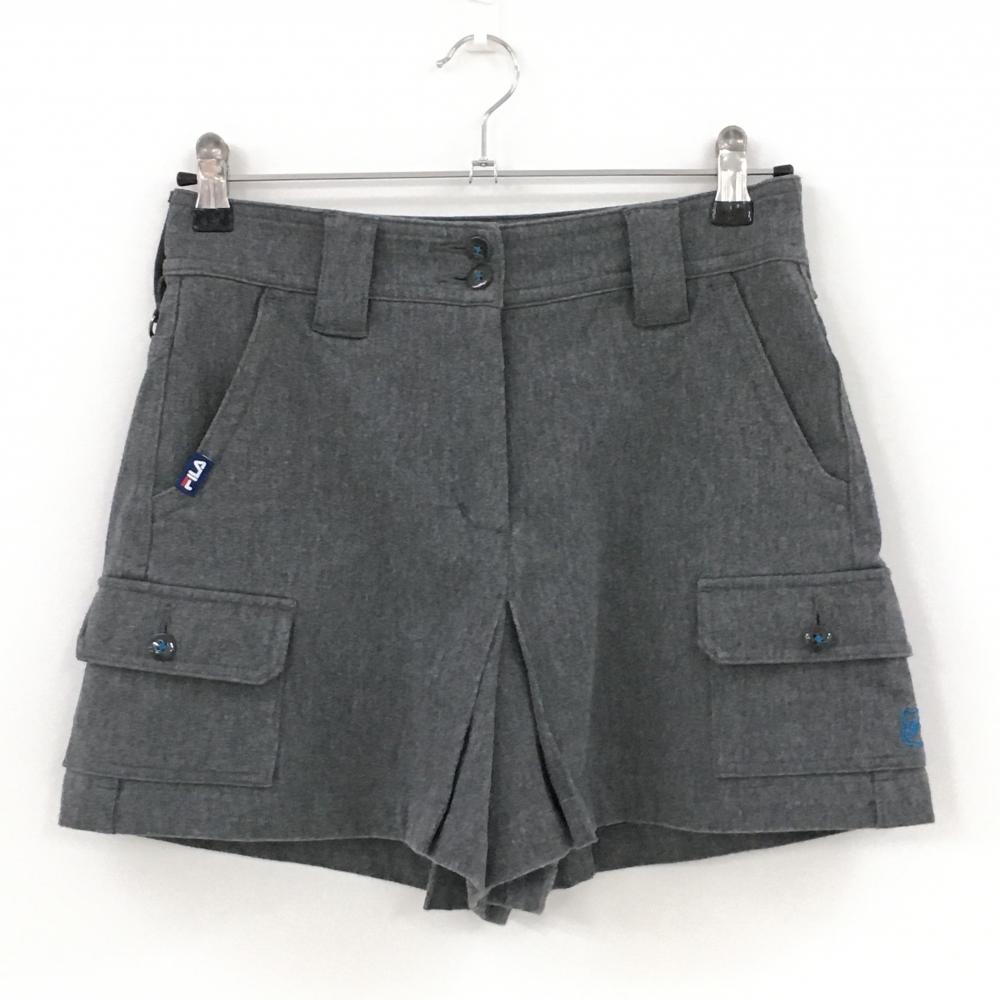 【超美品】フィラゴルフ キュロットスカート グレー ポケット多数 ストレッチ  レディース M ゴルフウェア FILA GOLF