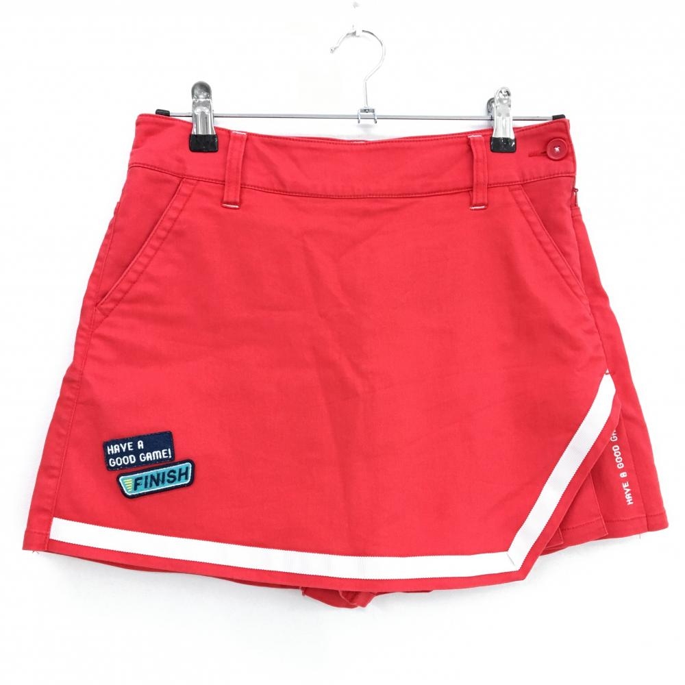 フィラゴルフ キュロットスカート レッド×白 テープライン 裾ワッペン  レディース M ゴルフウェア FILA GOLF