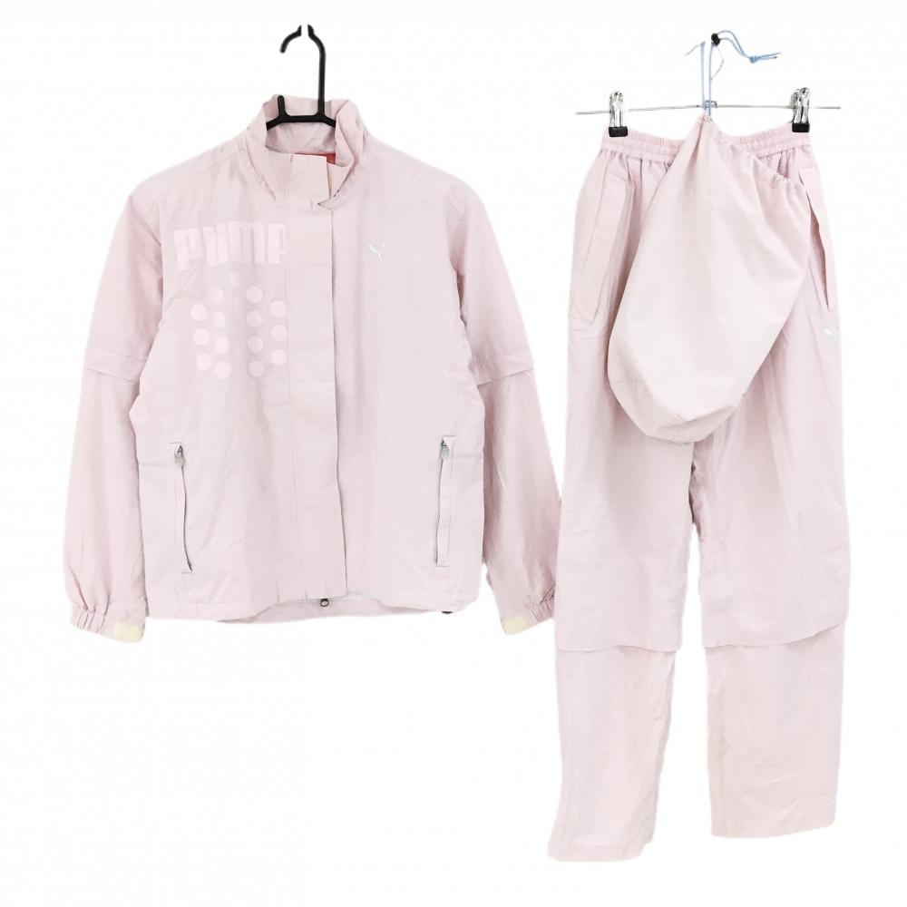 プーマ レインウェア(2WAYジャケット×パンツ) ピンク 袖着脱可 収納袋  レディース S ゴルフウェア PUMA