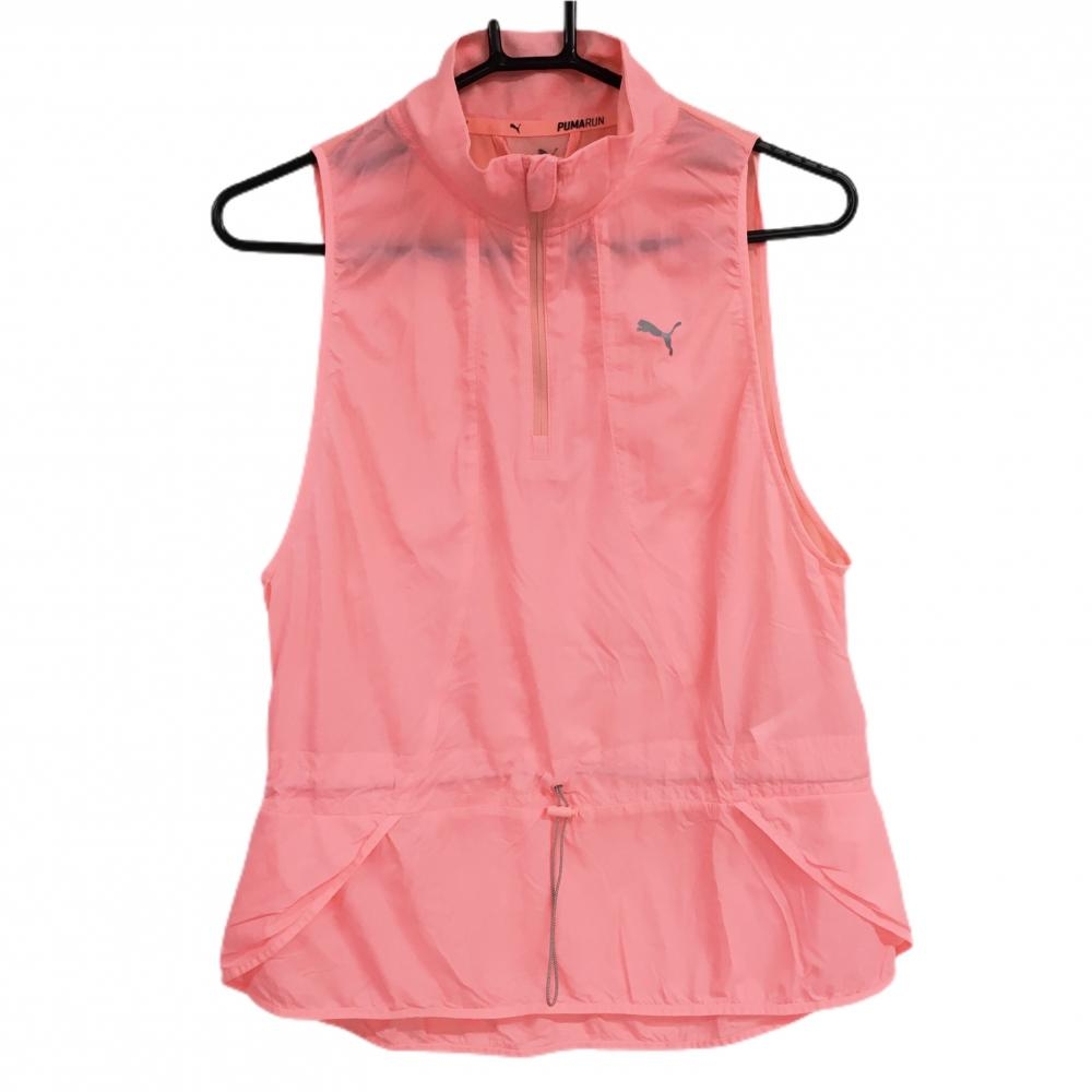 【超美品】プーマ ベスト ピンク ハーフジップ 一部メッシュ レディース M ゴルフウェア PUMA