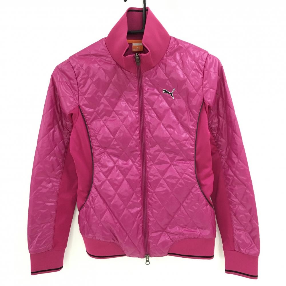 【超美品】プーマ ジャケットブルゾン ピンクパープル系 ピンドット地模様 キルティング レディース S ゴルフウェア PUMA