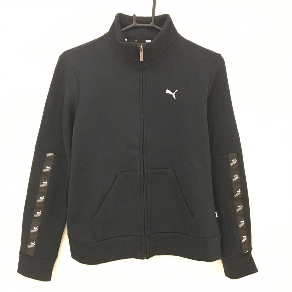 プーマ ジャケット 黒 袖ロゴテープ 胸元刺しゅう レディース L ゴルフウェア PUMA