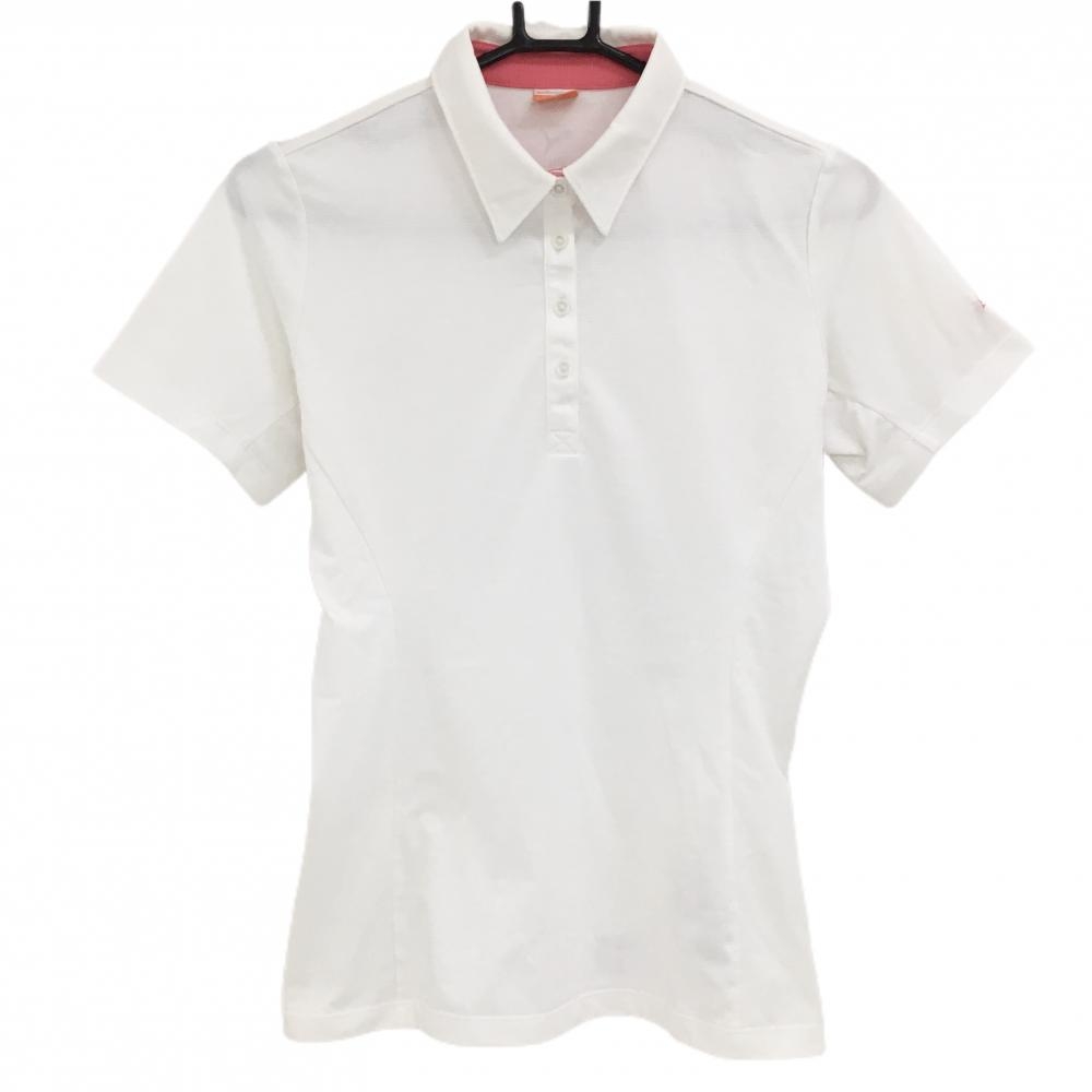 プーマ 半袖ポロシャツ 白 袖ロゴピンク USPDRY  レディース L ゴルフウェア PUMA