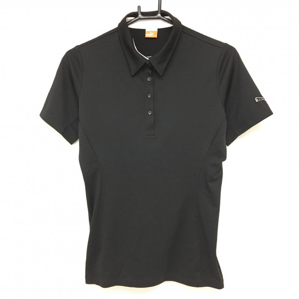 【超美品】プーマ 半袖ポロシャツ 黒 袖ロゴ刺しゅう レディース XL ゴルフウェア PUMA