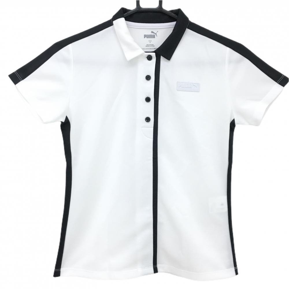プーマ 半袖ポロシャツ 白×黒 バイカラー レディース S ゴルフウェア PUMA