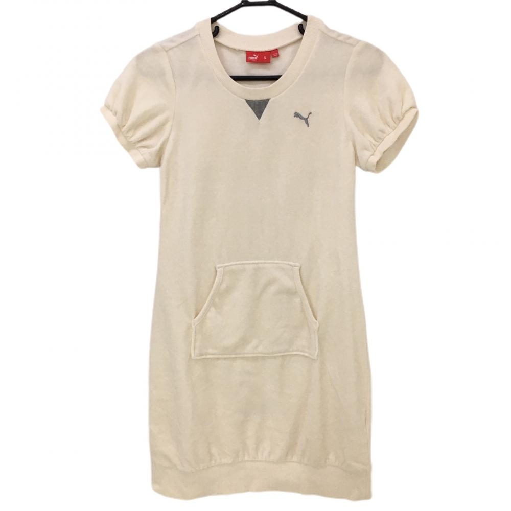 【超美品】プーマ 半袖ワンピース アイボリー ベロア調 レディース S ゴルフウェア PUMA