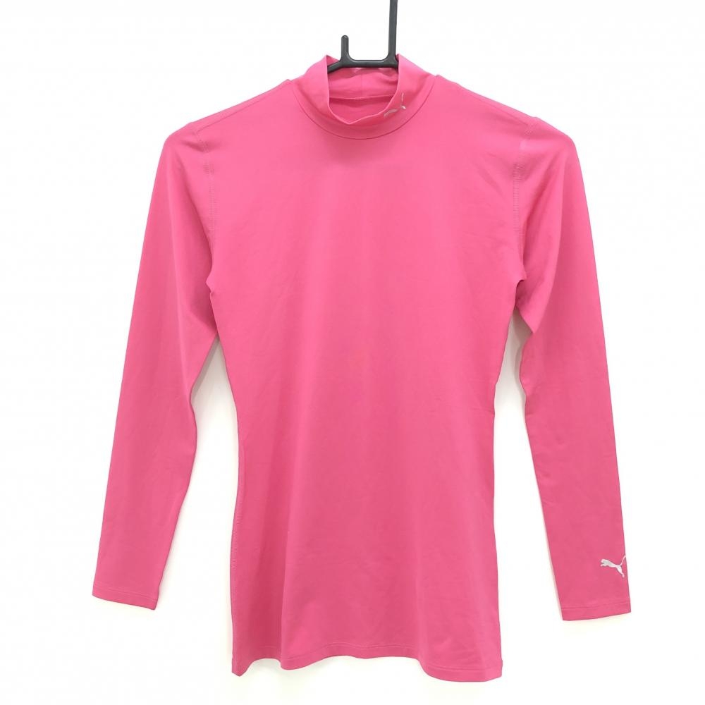 【超美品】プーマ ハイネックインナーシャツ ピンク POWER CELL ストレッチ レディース M ゴルフウェア PUMA