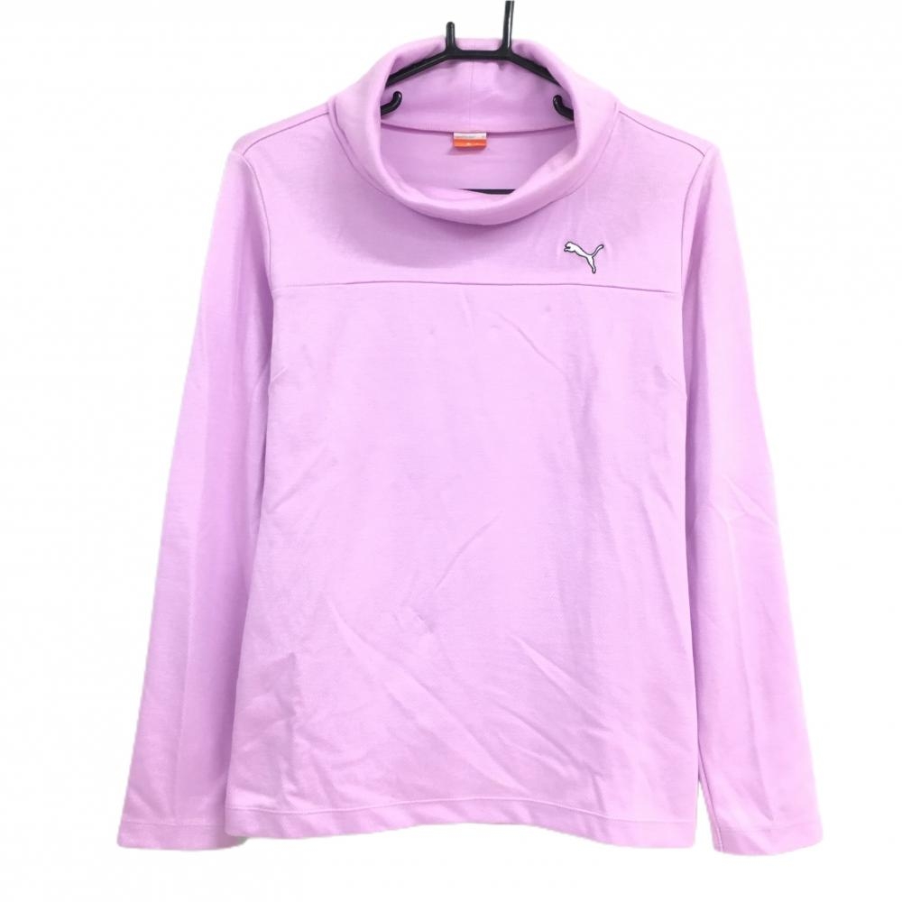 プーマ 長袖ハイネックシャツ ピンク ロゴ白 レディース O(XL) ゴルフウェア PUMA