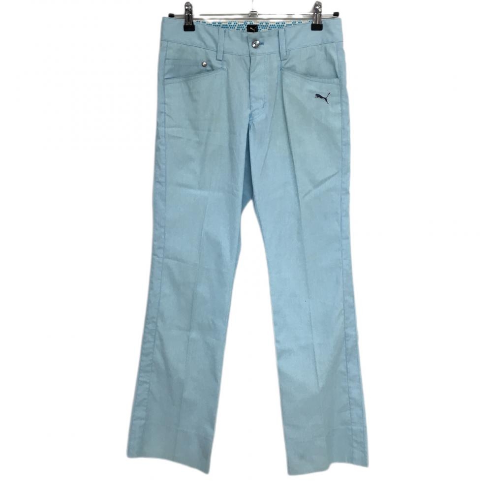 プーマ パンツ ライトブルー 細ストライプ ティー装着可  レディース 73 ゴルフウェア PUMA