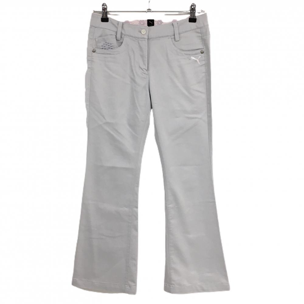 プーマ パンツ ライトグレー ロゴ刺しゅう レディース M ゴルフウェア PUMA