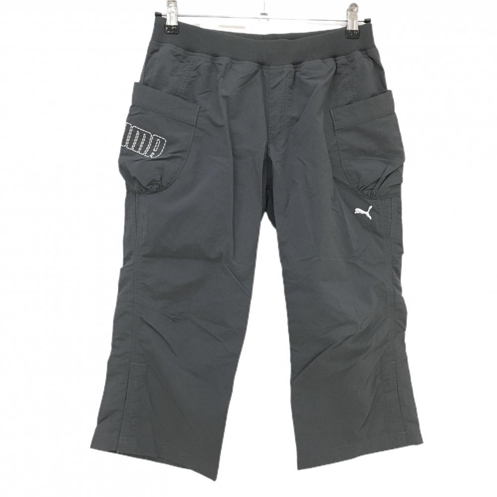 【超美品】プーマ 半端丈パンツ グレー ビックポケット ウエストゴム 裾スナップボタン レディース L ゴルフウェア PUMA