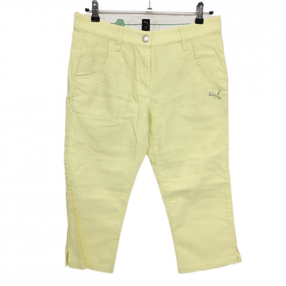 【美品】プーマ 半端丈パンツ ライトイエロー ストレッチ レディース O(XL) ゴルフウェア PUMA