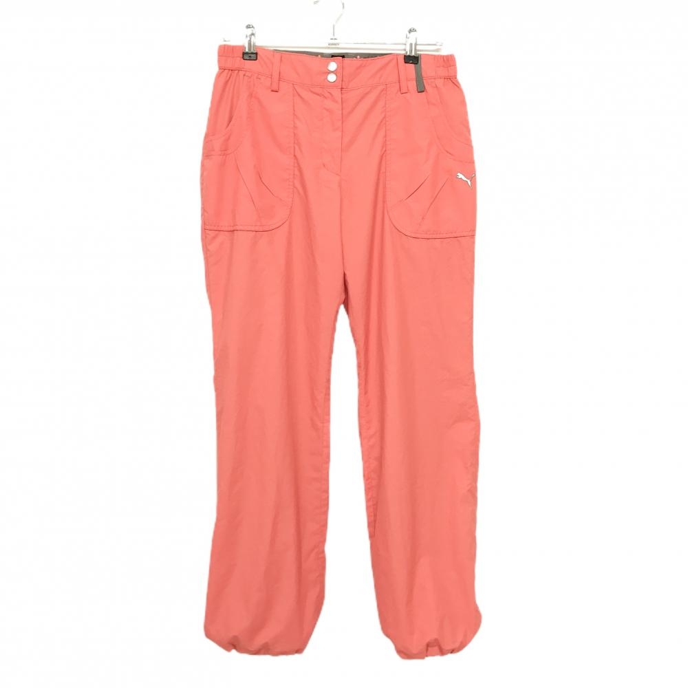 【美品】プーマ パンツ サーモンピンク×グレー シャカシャカ 裏地メッシュ ドローコード  レディース O ゴルフウェア PUMA