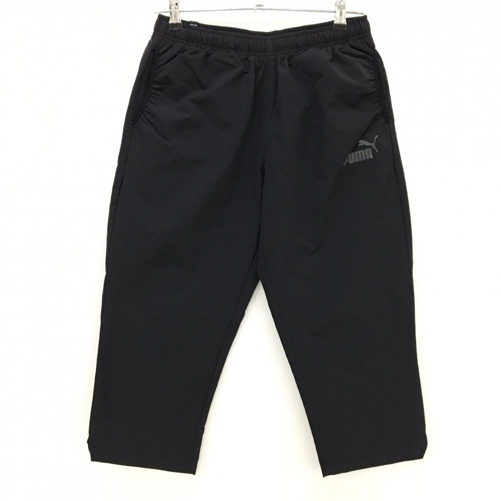 プーマ 七分丈パンツ 黒 ナイロン ロゴプリント ウエストゴム  レディース XL ゴルフウェア PUMA