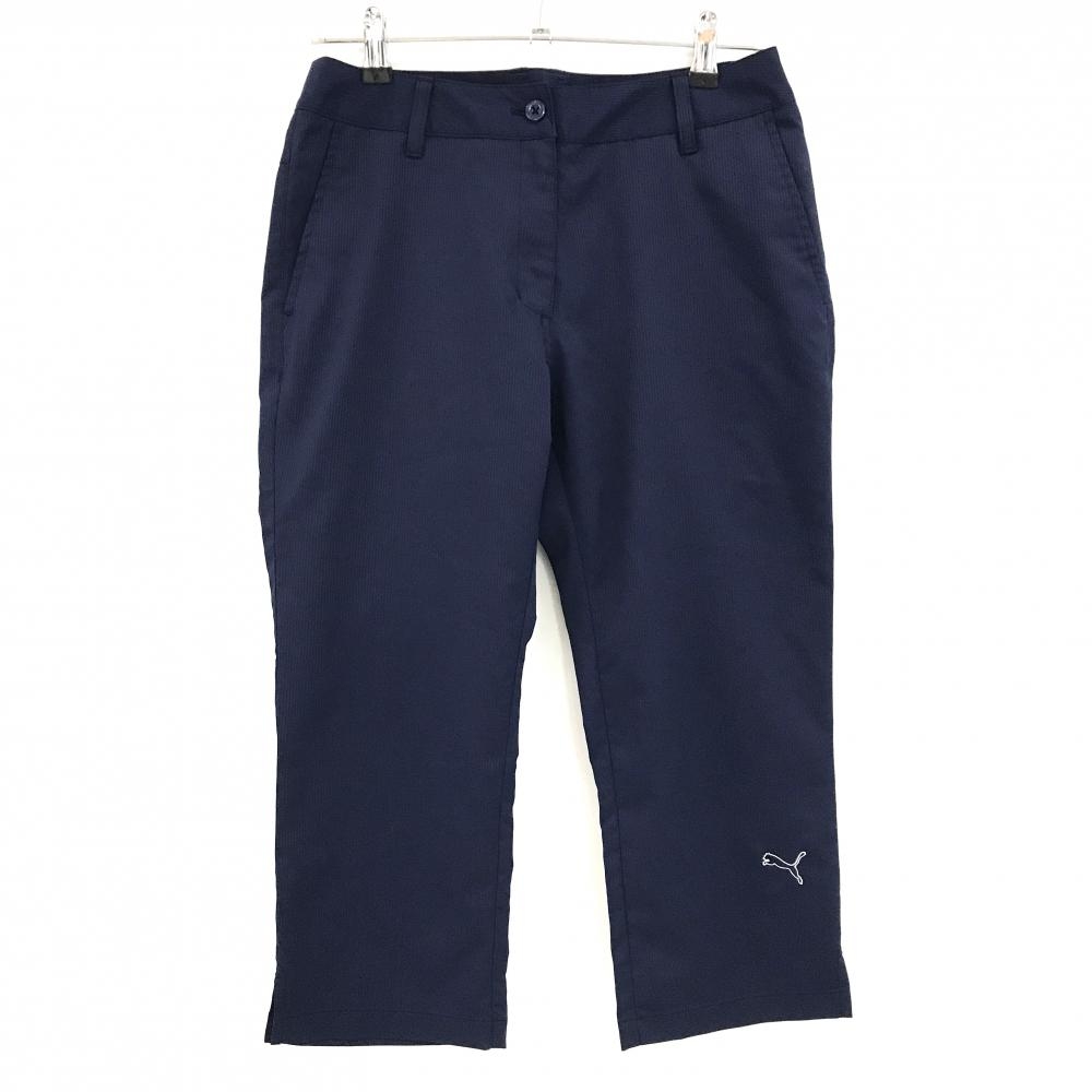 【超美品】プーマ 七分丈パンツ ネイビー 細ストライプ地模様 レディース M ゴルフウェア PUMA