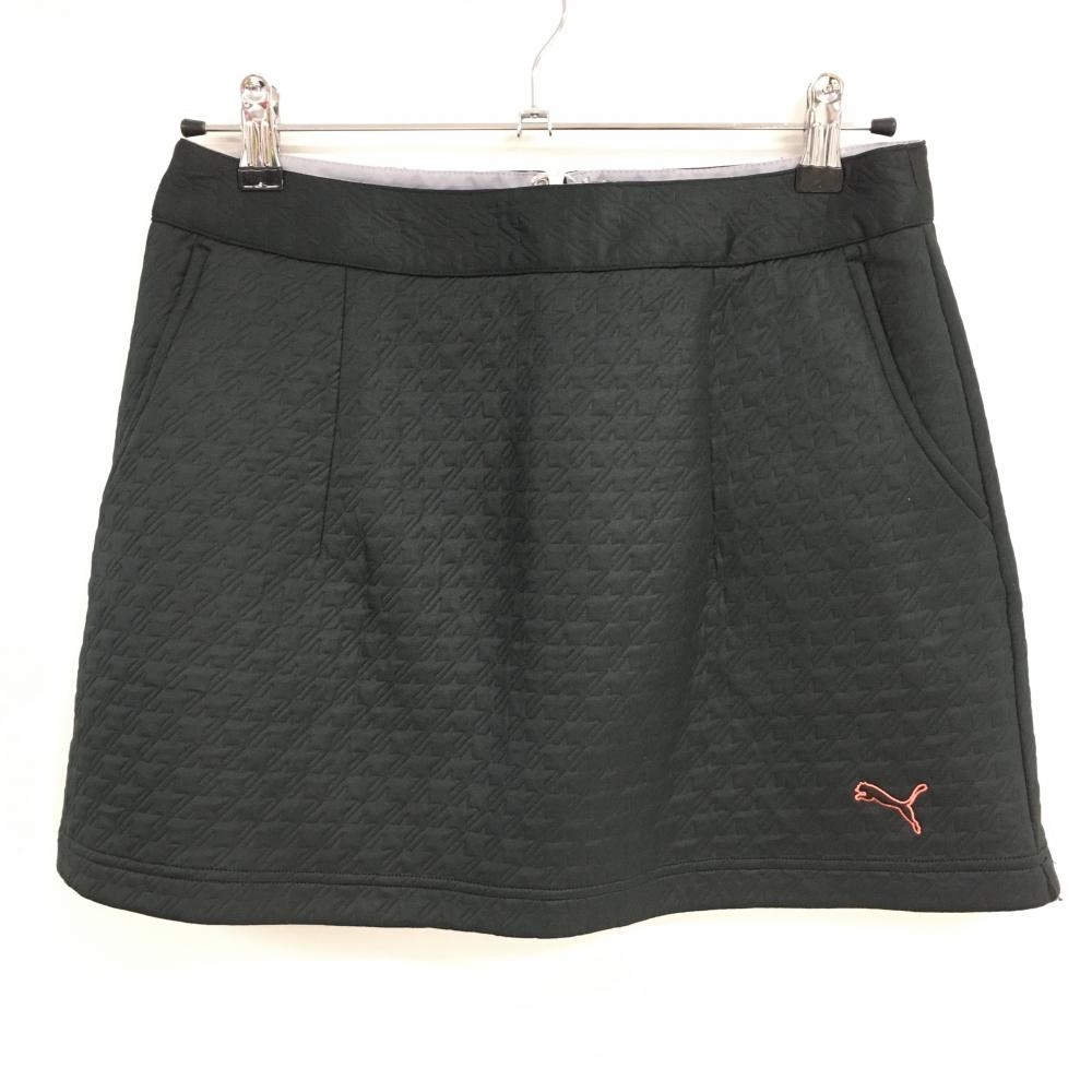 【美品】プーマ スカート 黒 千鳥格子キルティング インナーパンツ付き レディース O ゴルフウェア PUMA