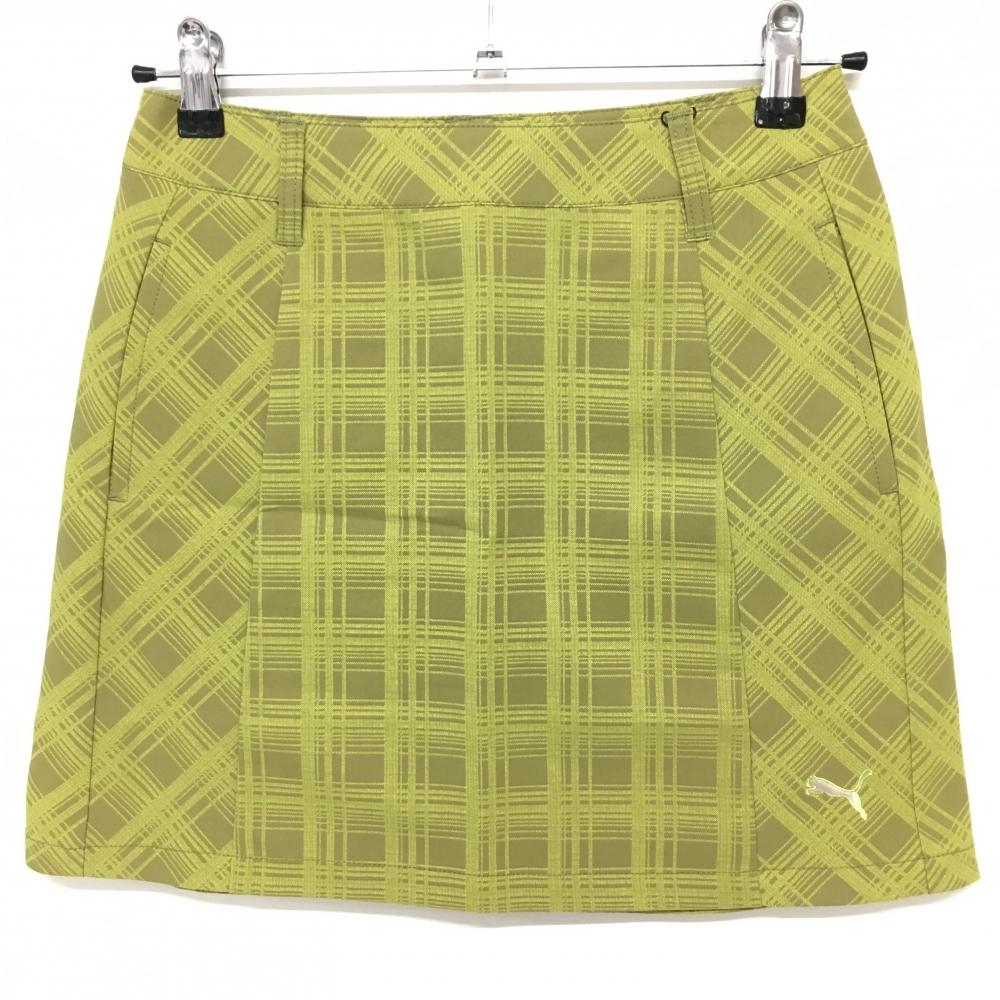 【新品】プーマ スカート イエロー チェック地模様 インナーパンツ付き レディース S ゴルフウェア PUMA