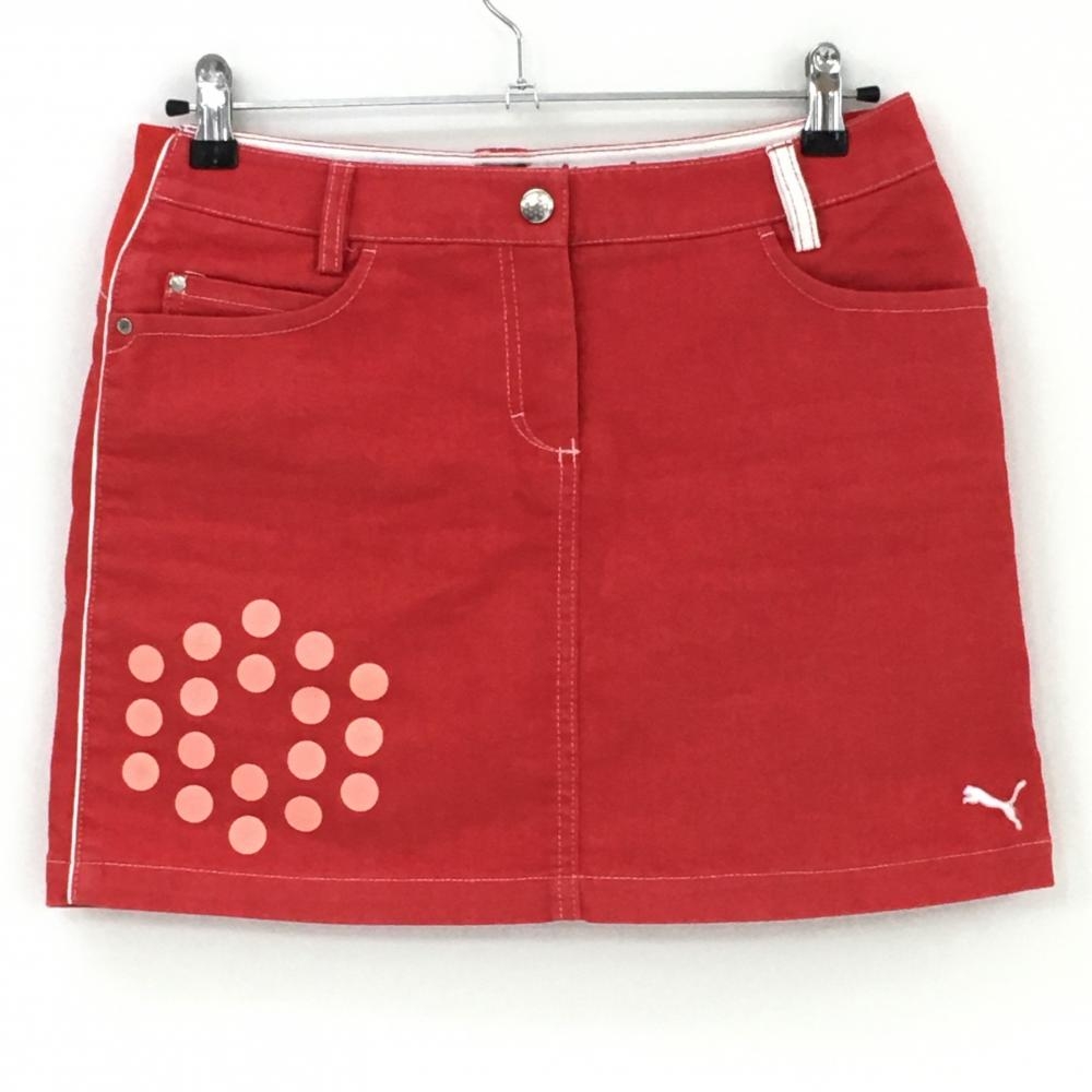【美品】プーマ スカート レッド サイドパイピング 内側インナーパンツ レディース L ゴルフウェア PUMA