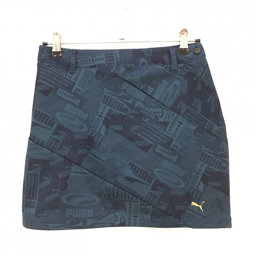 【超美品】プーマ スカート グリーン×ネイビー 総柄  レディース M ゴルフウェア 2022年モデル PUMA