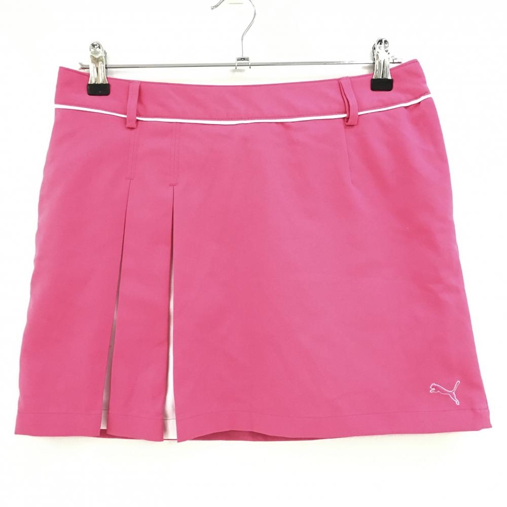 【超美品】プーマ スカート ピンク×白 内側インナーパンツ ストレッチ  レディース L ゴルフウェア PUMA