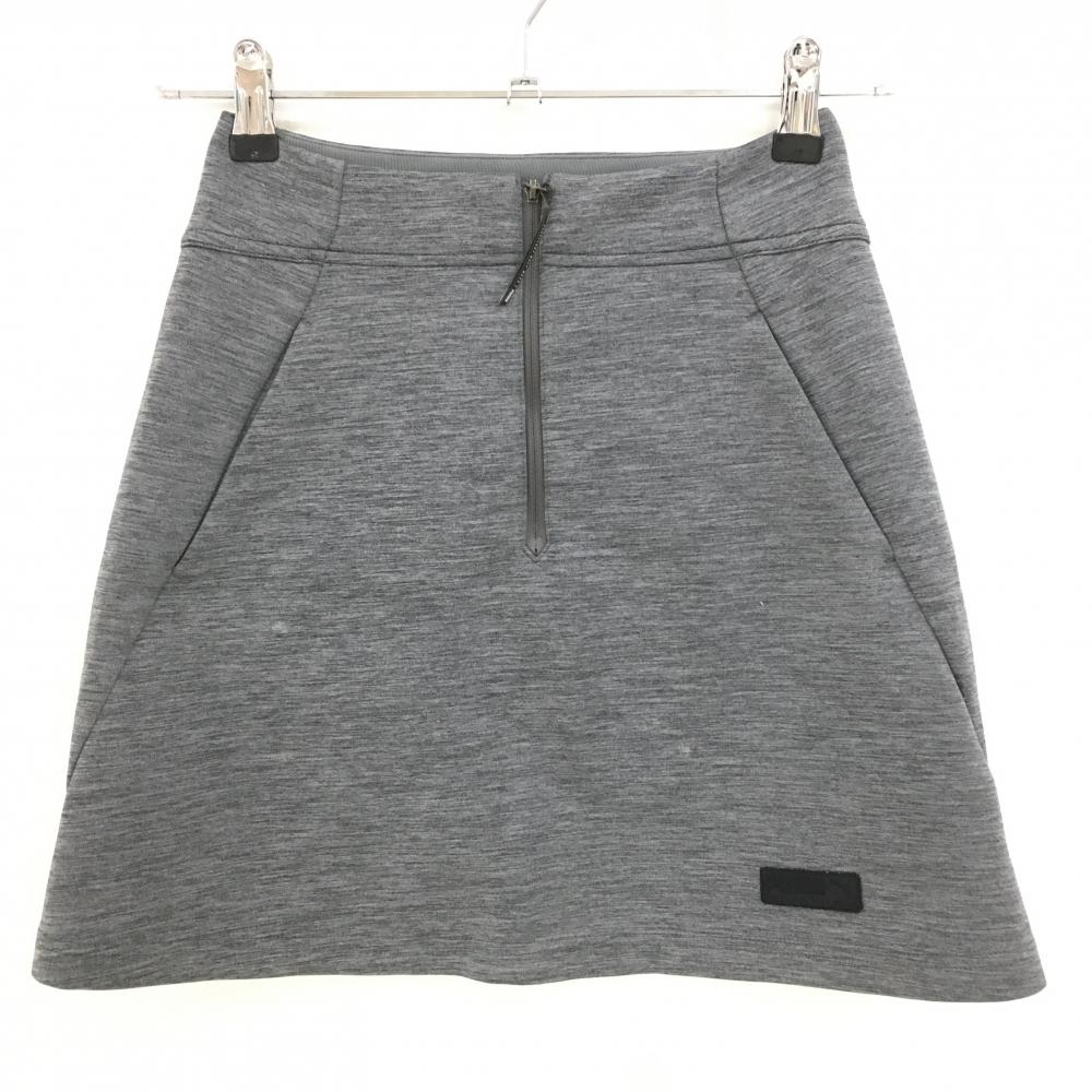【美品】プーマ スカート 杢グレー フロントジップ レディース S ゴルフウェア PUMA