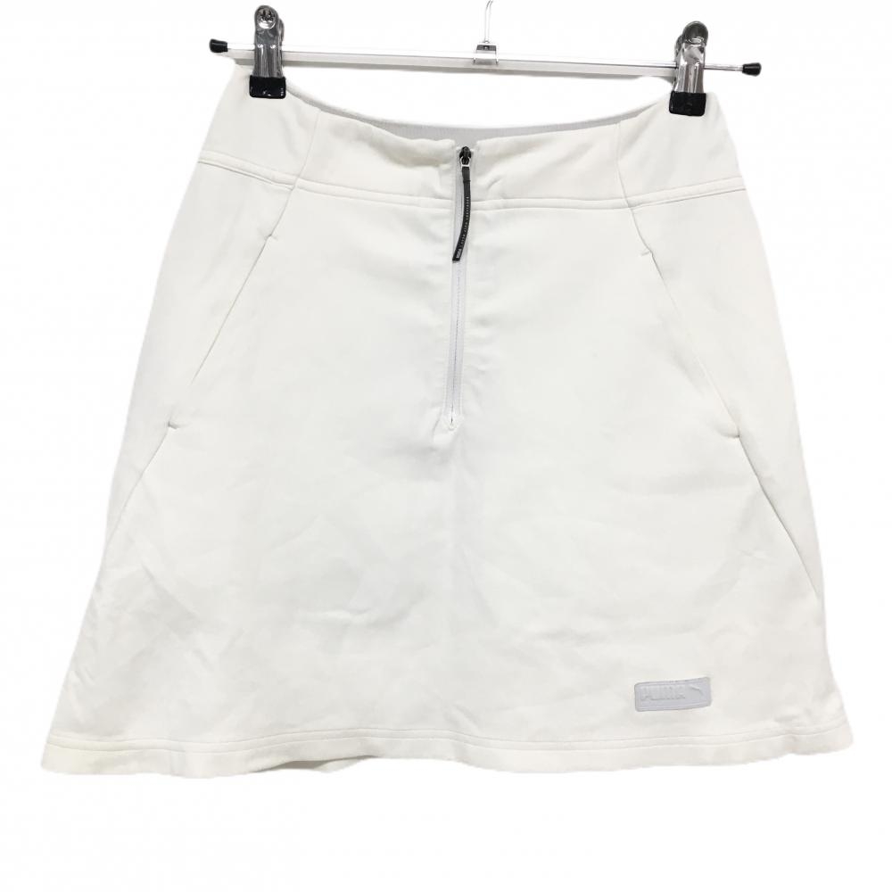 【美品】プーマ ストレッチスカート アイボリー フロントハーフジップ レディース M ゴルフウェア PUMA