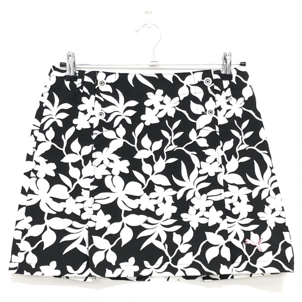 【超美品】プーマ スカート 黒×白 花柄  レディース L ゴルフウェア PUMA