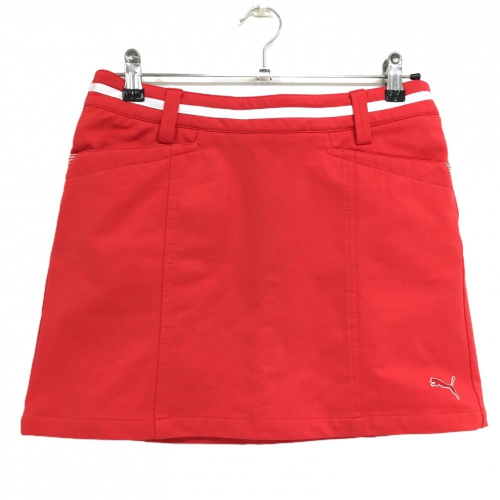【超美品】プーマ スカート レッド ストレッチ 裏微起毛 レディース M ゴルフウェア PUMA