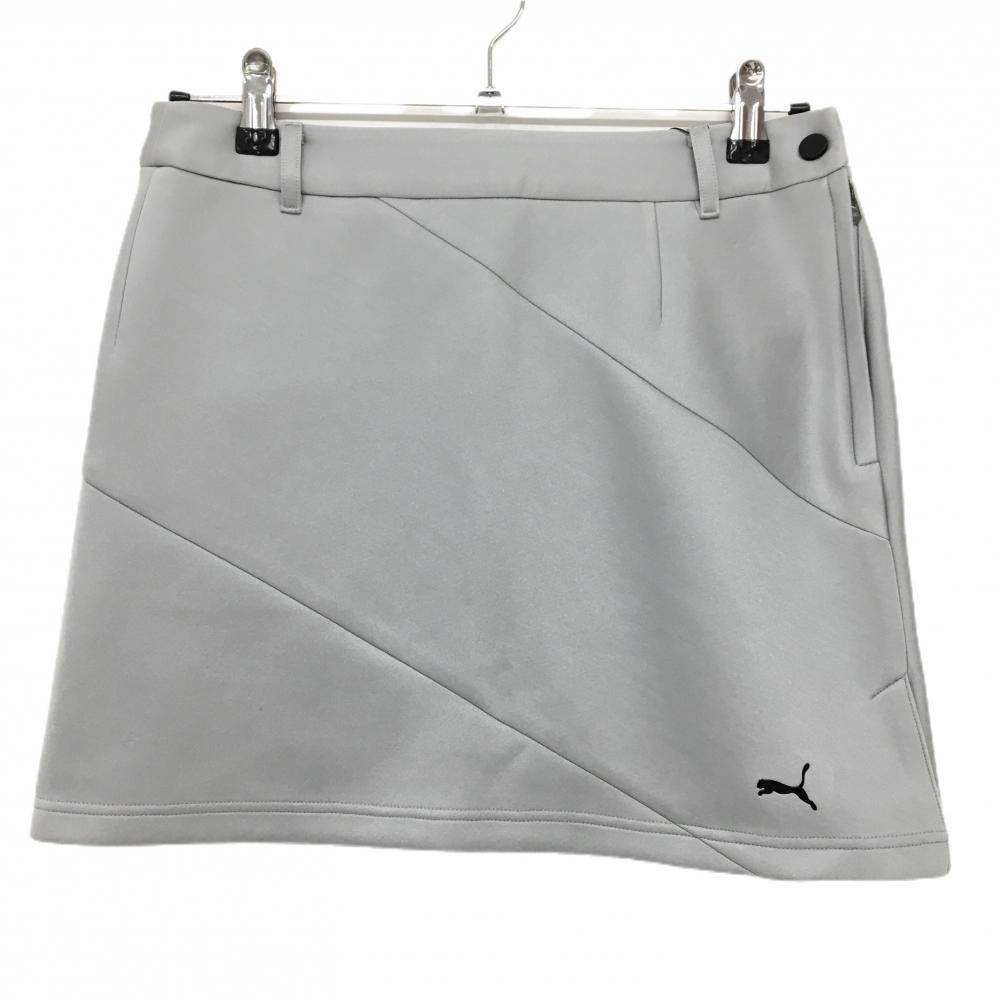 【新品】プーマ スカート グレー ロゴ黒 レディース L ゴルフウェア PUMA