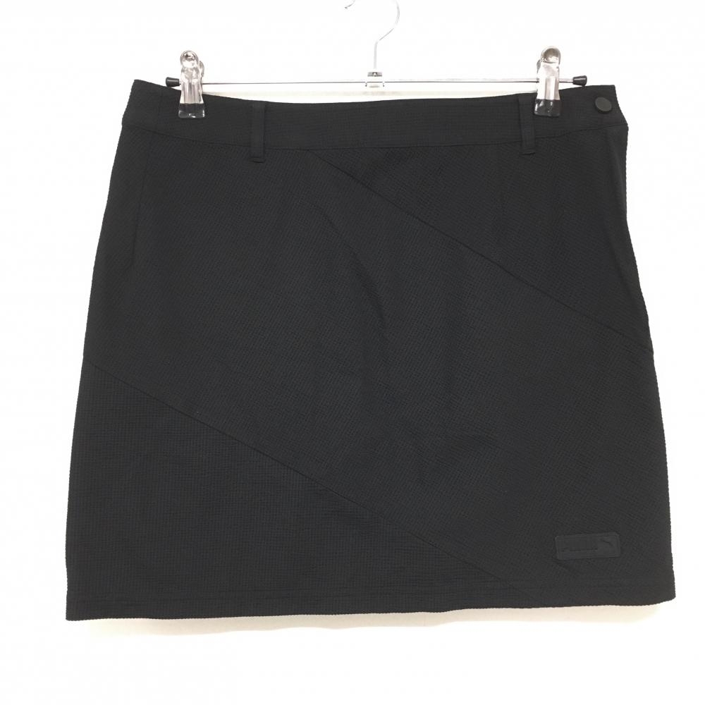【超美品】プーマ スカート 黒 凹凸生地 ロゴワッペン レディース XL ゴルフウェア PUMA