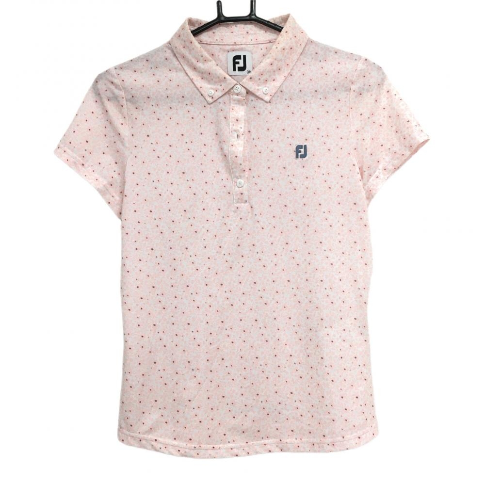 フットジョイ 半袖ポロシャツ ピンク×グレー 花柄 レディース M ゴルフウェア 2022年モデル FootJoy