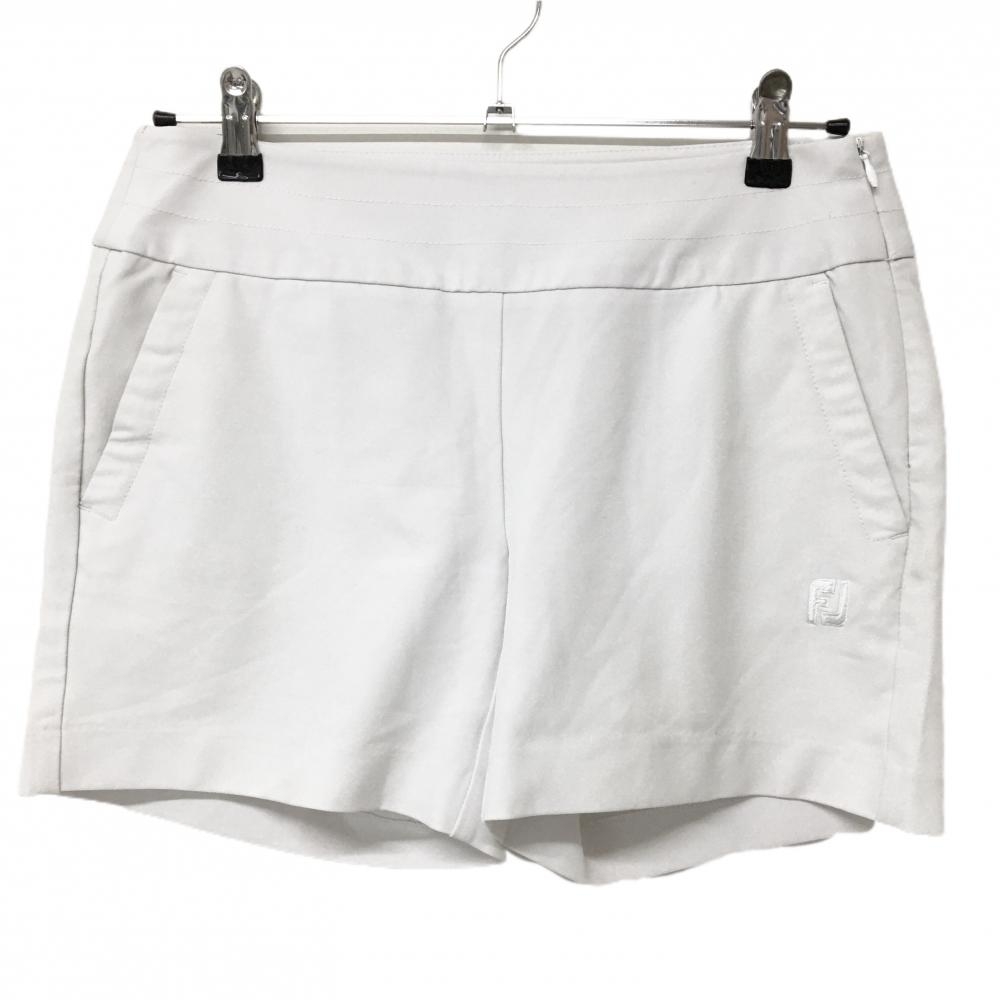 【美品】フットジョイ ショートパンツ 白 無地 ロゴ刺しゅう レディース M ゴルフウェア FootJoy