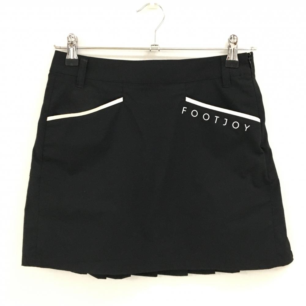 フットジョイ スカート 黒×白 後ろ裾プリーツ ストレッチ 内側インナーパンツ  レディース S ゴルフウェア FootJoy