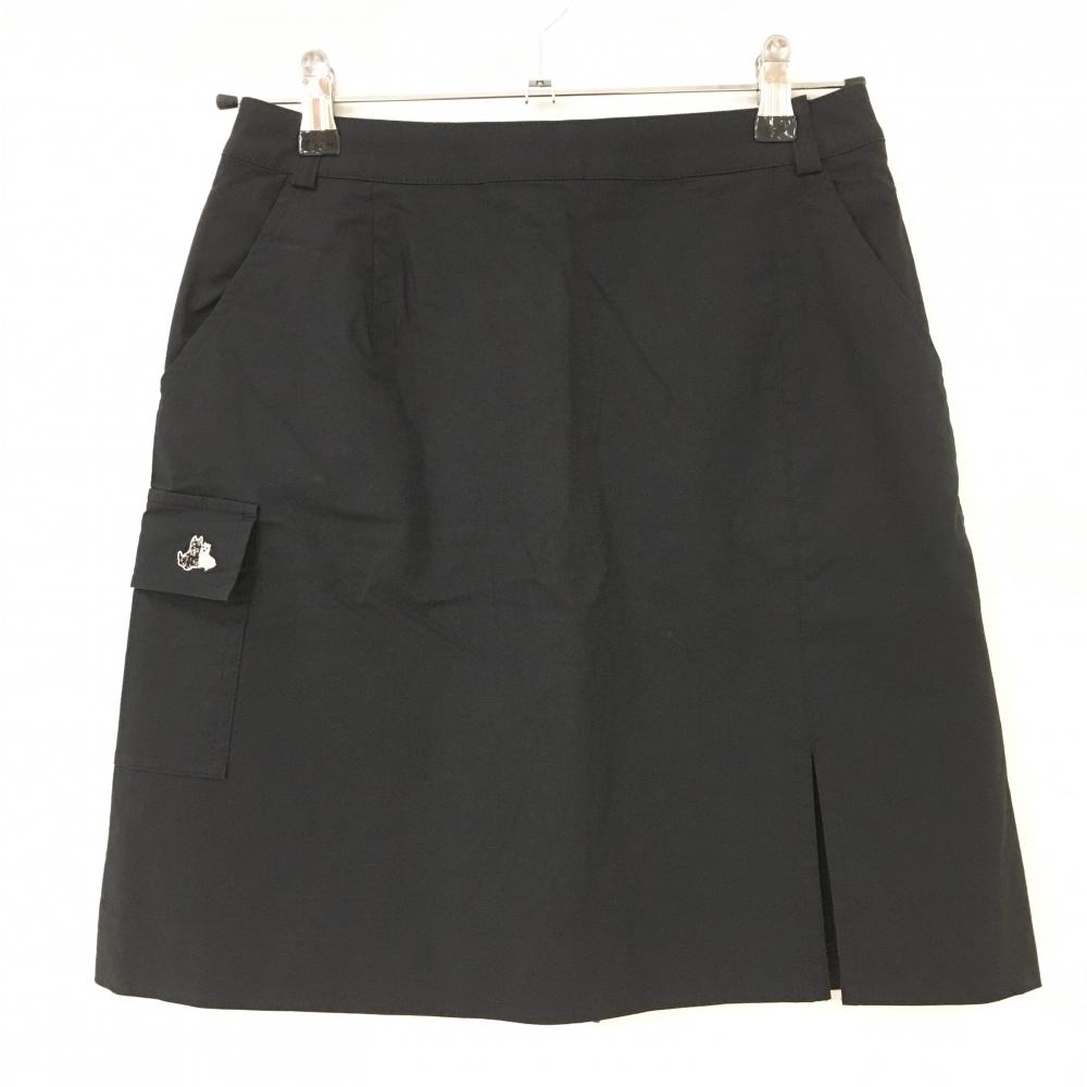 【美品】ブラックアンドホワイト ストレッチスカート 黒 内側インナーパンツ バックファスナー レディース 1(S) ゴルフウェア Black＆White