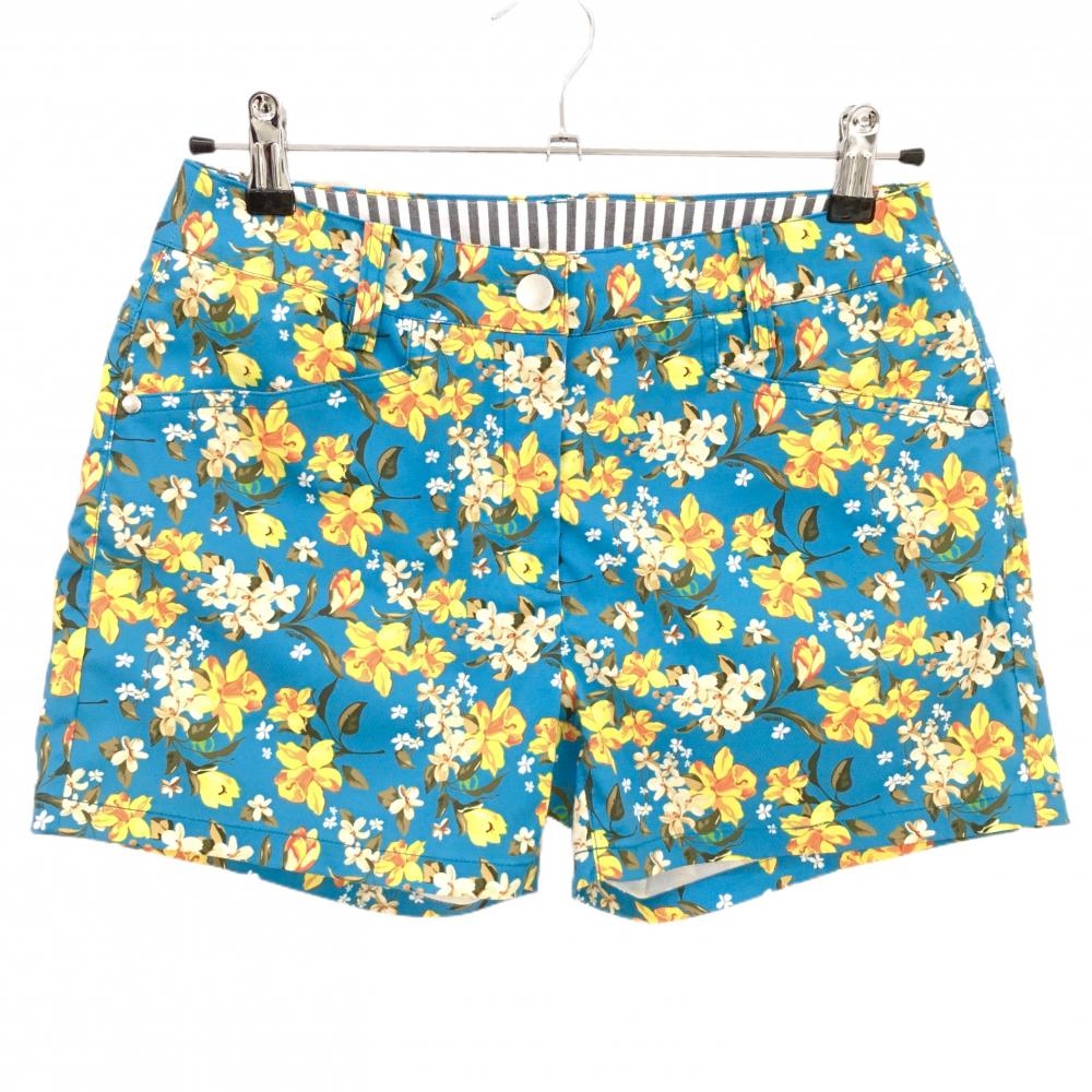 【超美品】ホンマ ショートパンツ ブルー×イエロー 花柄 レディース 9 ゴルフウェア HONMA