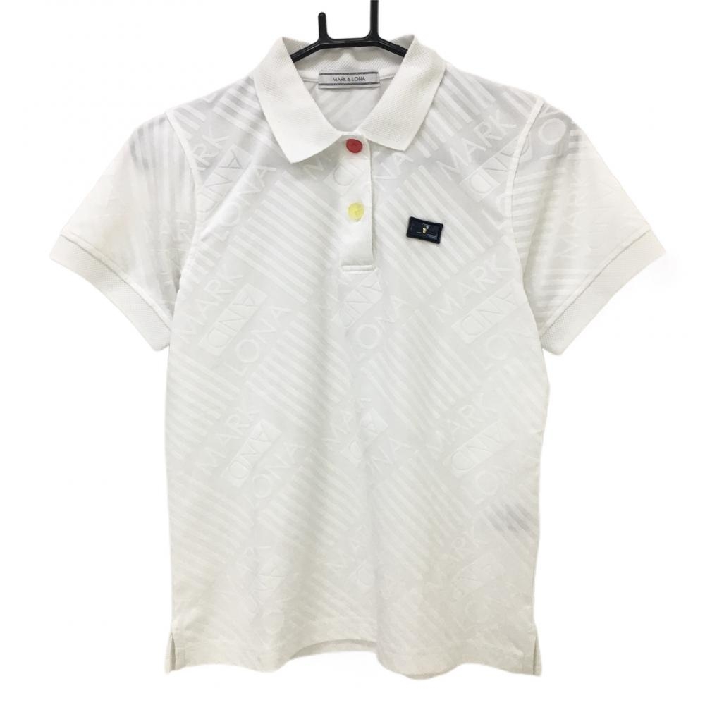 マークアンドロナ 半袖ポロシャツ 白 ロゴ織生地 スカル レディース M ゴルフウェア MARK＆LONA 画像