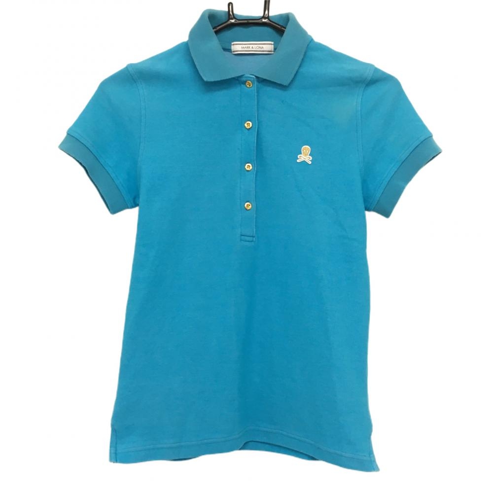 マークアンドロナ 半袖ポロシャツ ライトブルー ミニスカルワッペン  レディース XS ゴルフウェア MARK＆LONA