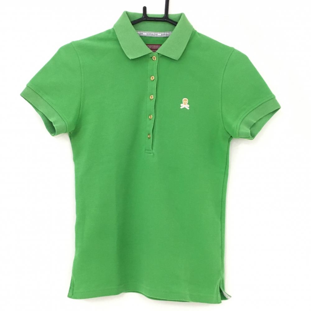 マークアンドロナ 半袖ポロシャツ グリーン スカル刺しゅう  レディース S ゴルフウェア MARK＆LONA