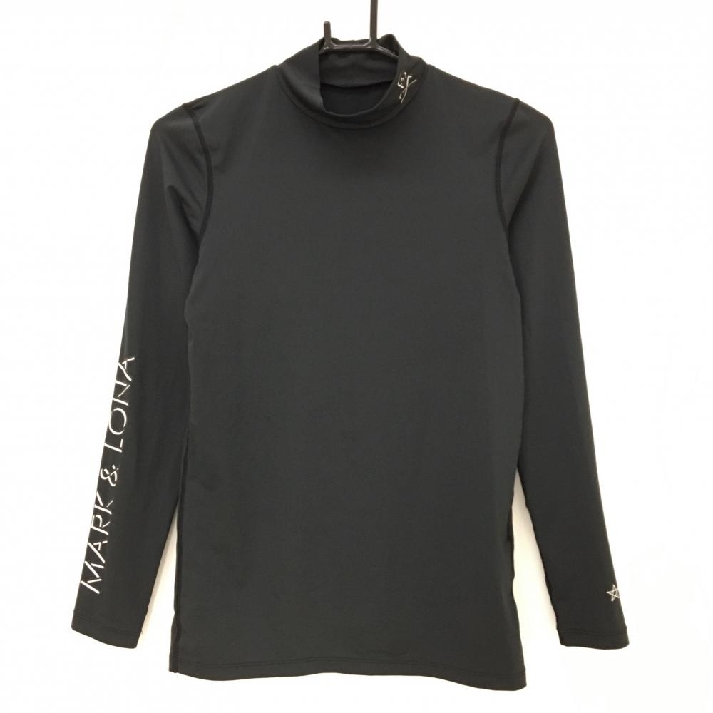 【超美品】マークアンドロナ ハイネックインナーシャツ 黒×白 スカル 袖ロゴ  レディース WM ゴルフウェア MARK＆LONA