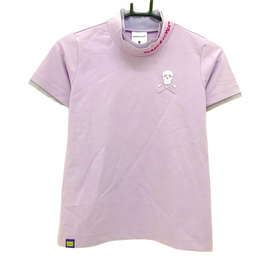 【美品】マークアンドロナ 半袖ハイネックシャツ ライトパープル系 ネック内側メッシュ  レディース 36(S) ゴルフウェア MARK＆LONA