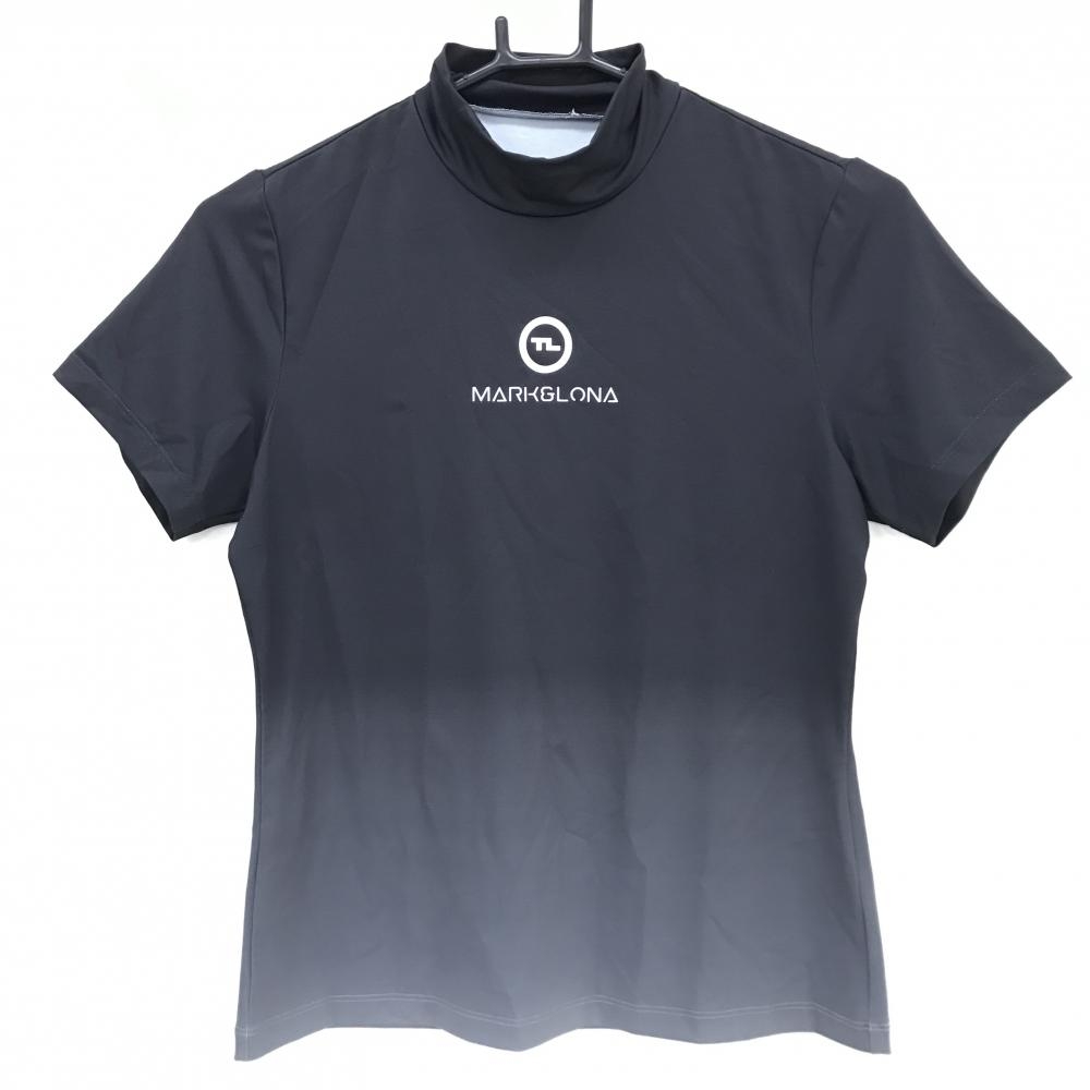 【超美品】マークアンドロナ 半袖ハイネックシャツ 黒×グレー グラデーション T-LINE レディース 36(S) ゴルフウェア MARK＆LONA