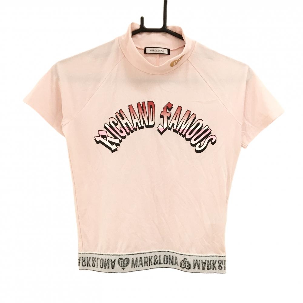 マークアンドロナ 半袖ハイネックシャツ ピンク RF 裾ロゴ起毛 レディース 38(M) ゴルフウェア MARK＆LONA