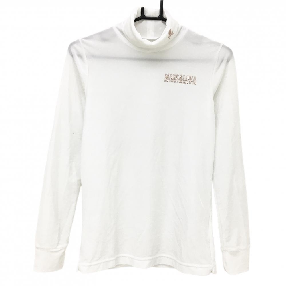 マークアンドロナ 長袖ハイネックシャツ 白 表微起毛 レディース 38(M) ゴルフウェア MARK＆LONA