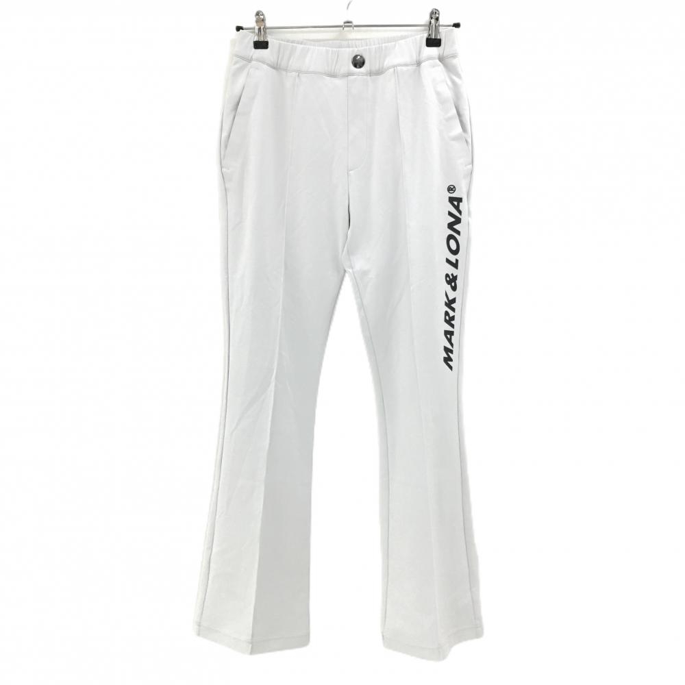 【新品】マークアンドロナ パンツ 白 ストレッチサイドロゴ レディース 38(M) ゴルフウェア MARK＆LONA