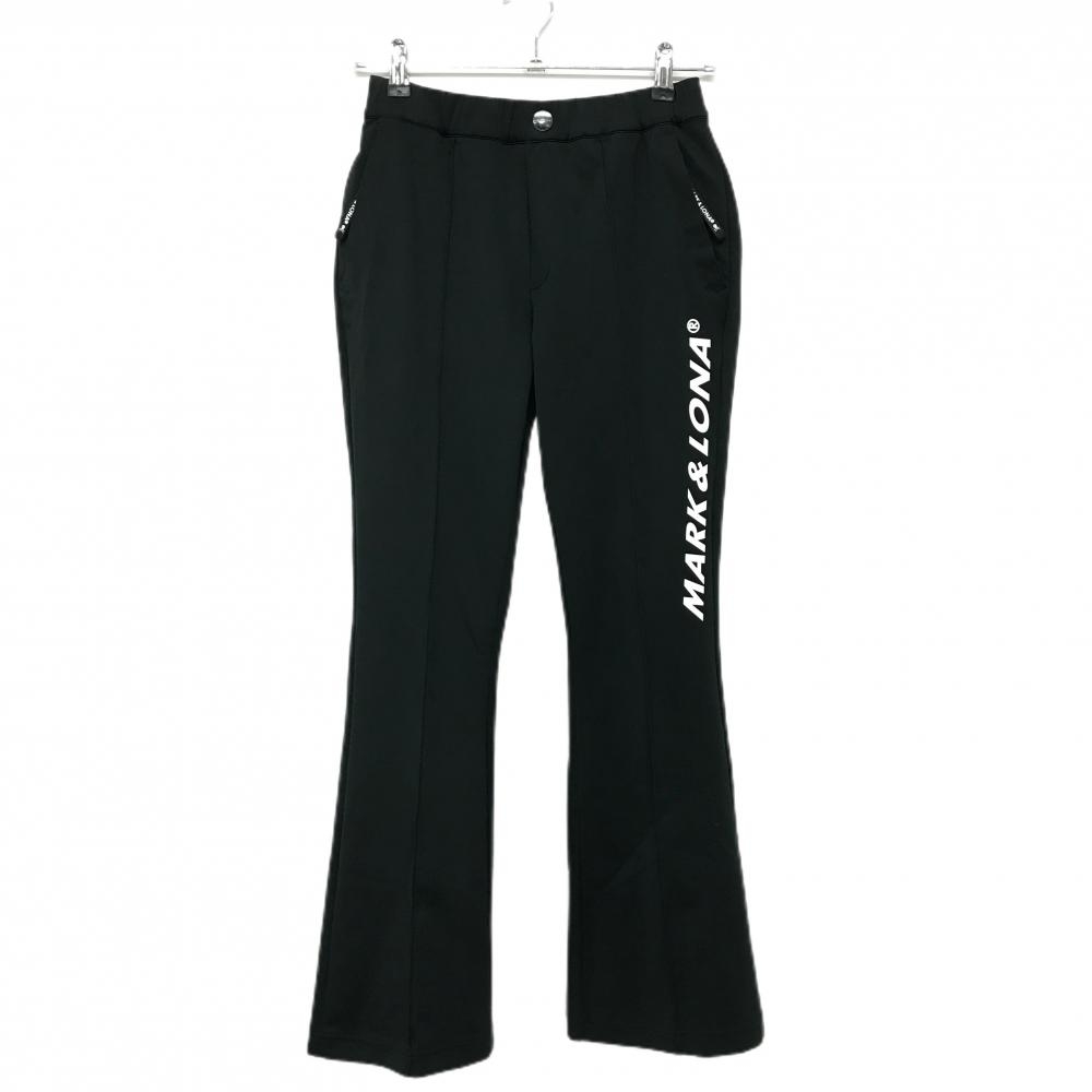 【美品】マークアンドロナ ストレッチパンツ 黒×白 ウエストゴム レディース 36(S) ゴルフウェア MARK＆LONA