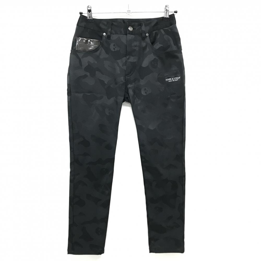 【超美品】マークアンドロナ パンツ 黒 カモフラ スカル 迷彩 レディース 36(S) ゴルフウェア MARK＆LONA