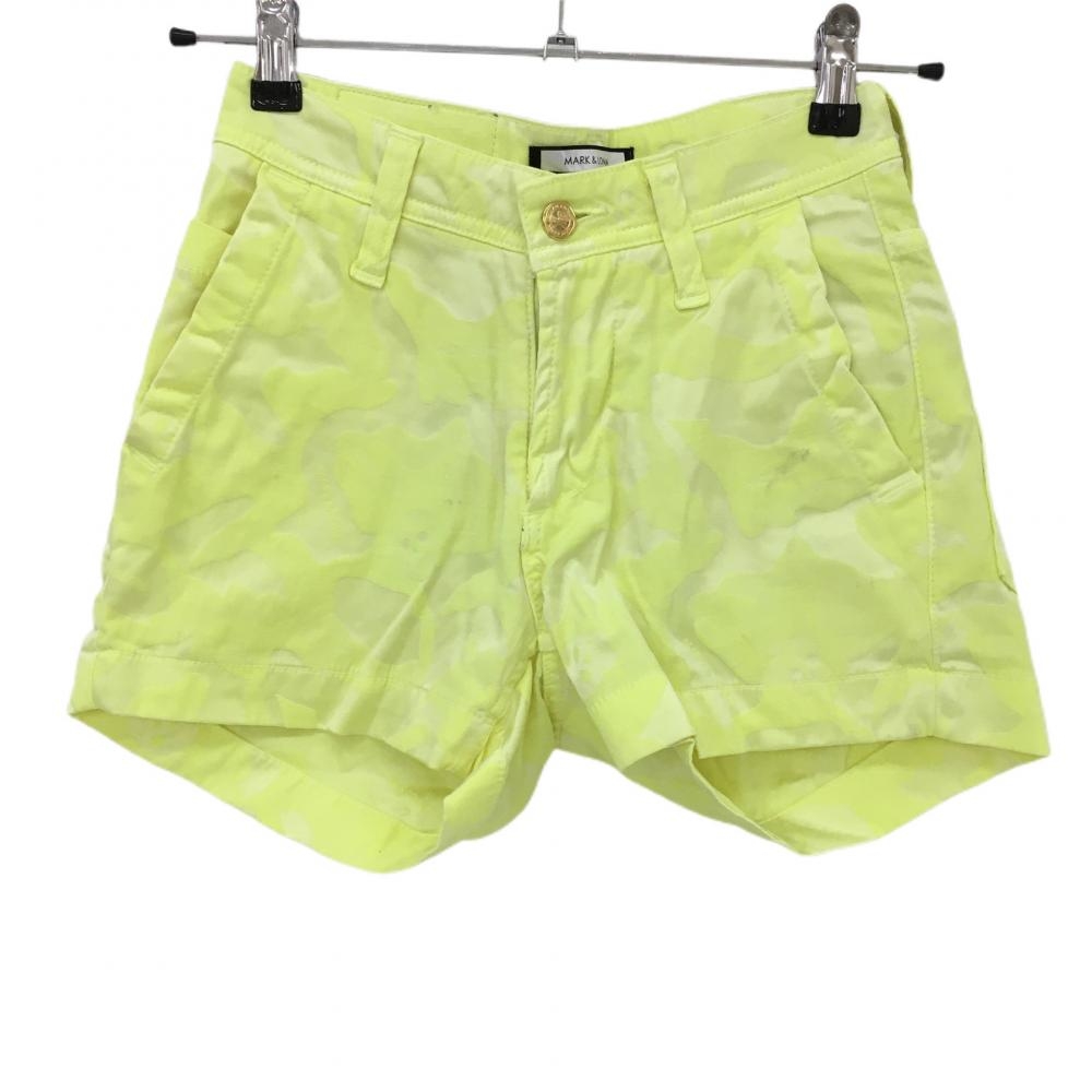 マークアンドロナ ショートパンツ イエロー 迷彩 カモフラ スカル レディース 36 ゴルフウェア MARK＆LONA
