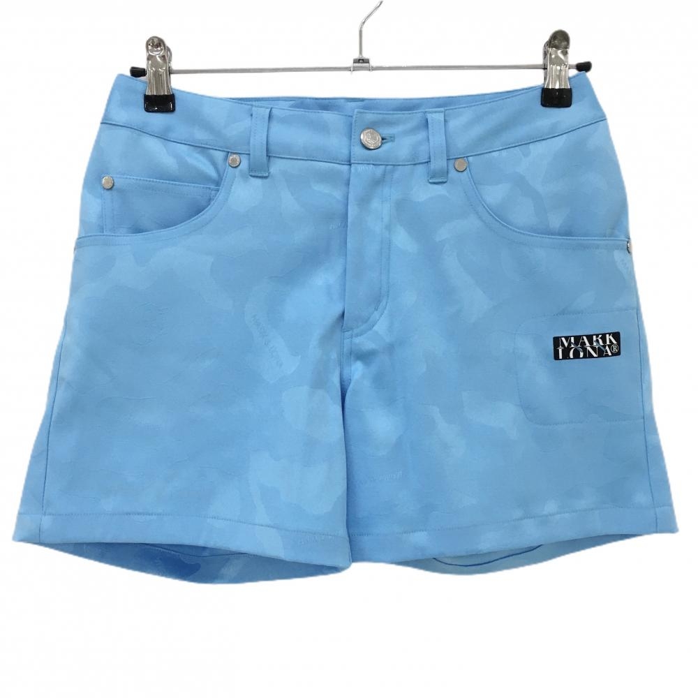 【超美品】マークアンドロナ ショートパンツ ライトブルー スカル 迷彩地模様 カモフラ レディース 38(M) ゴルフウェア MARK＆LONA