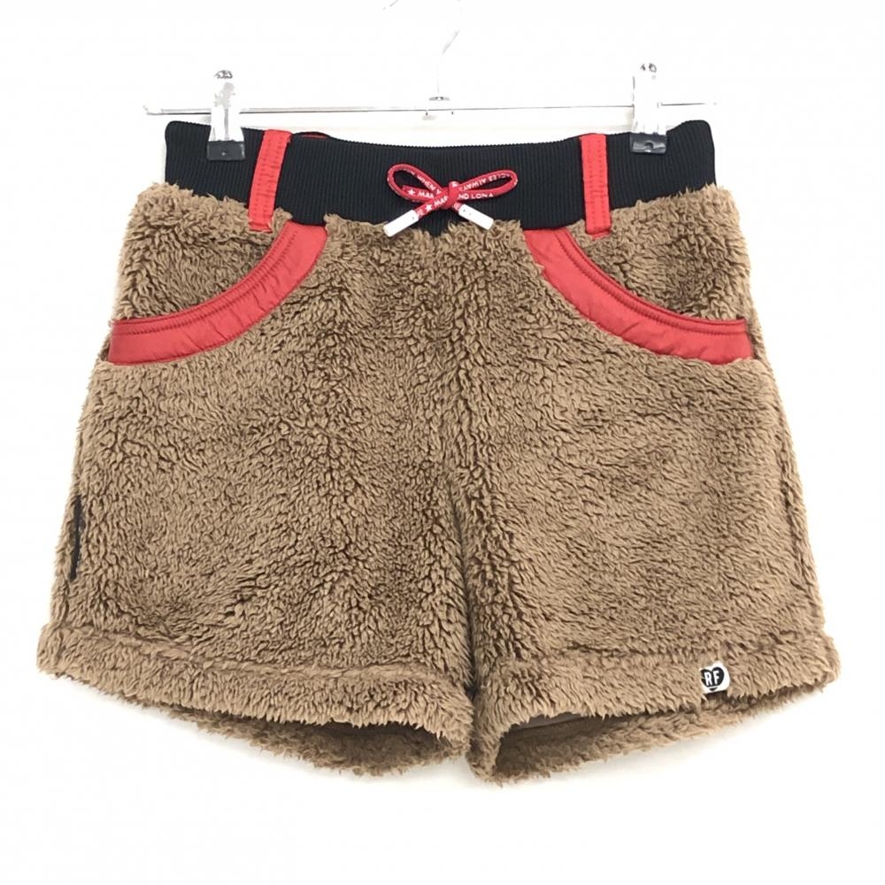 【美品】マークアンドロナ ボアショートパンツ ブラウン×レッド ウエストゴム 裏地  レディース 36(S) ゴルフウェア MARK＆LONA